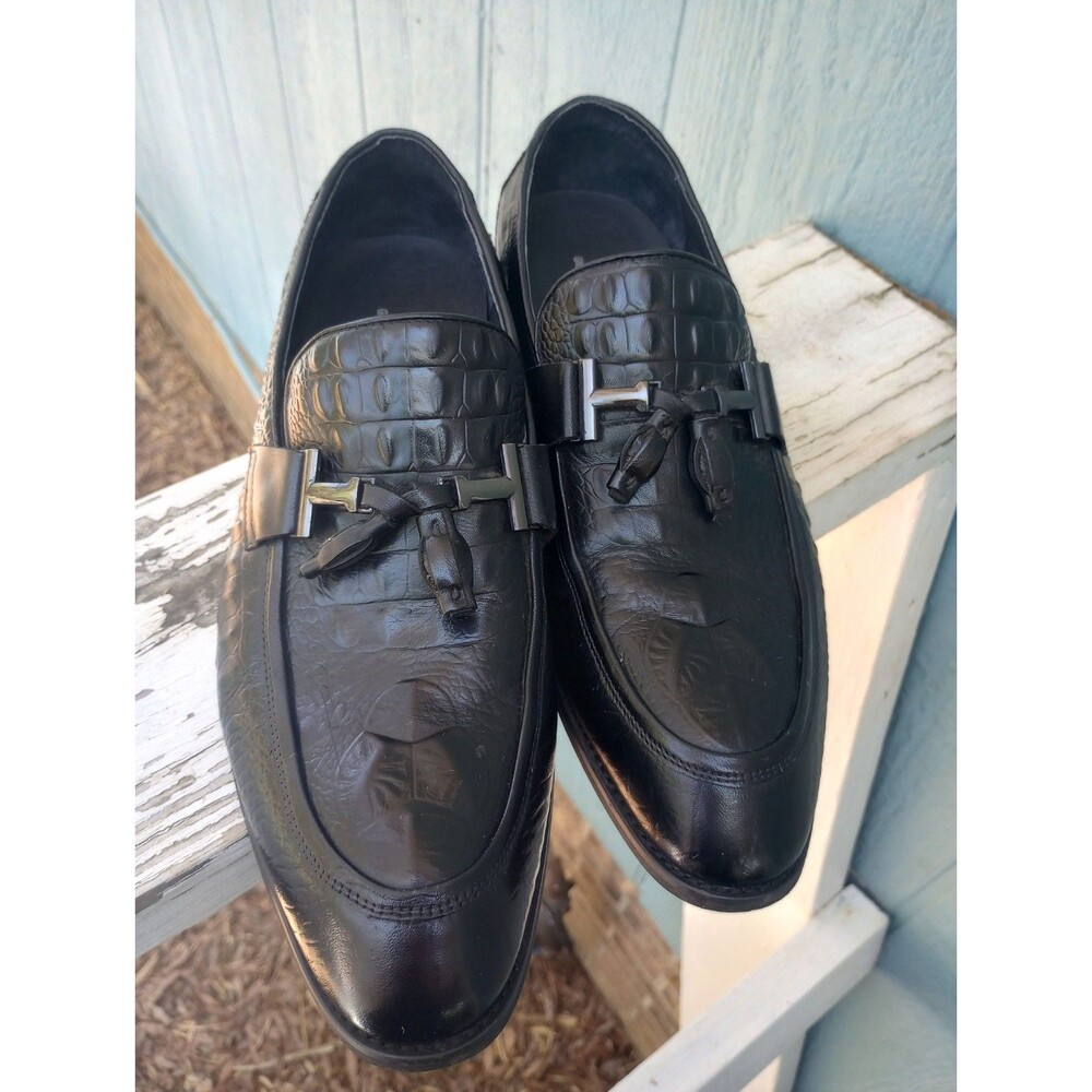 Giovanni Valentino Black Embossed Loafers - Men’s Size 265 (US 8.5)